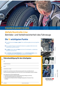 Fahreranweisung Abfahrtkontrolle Lkw