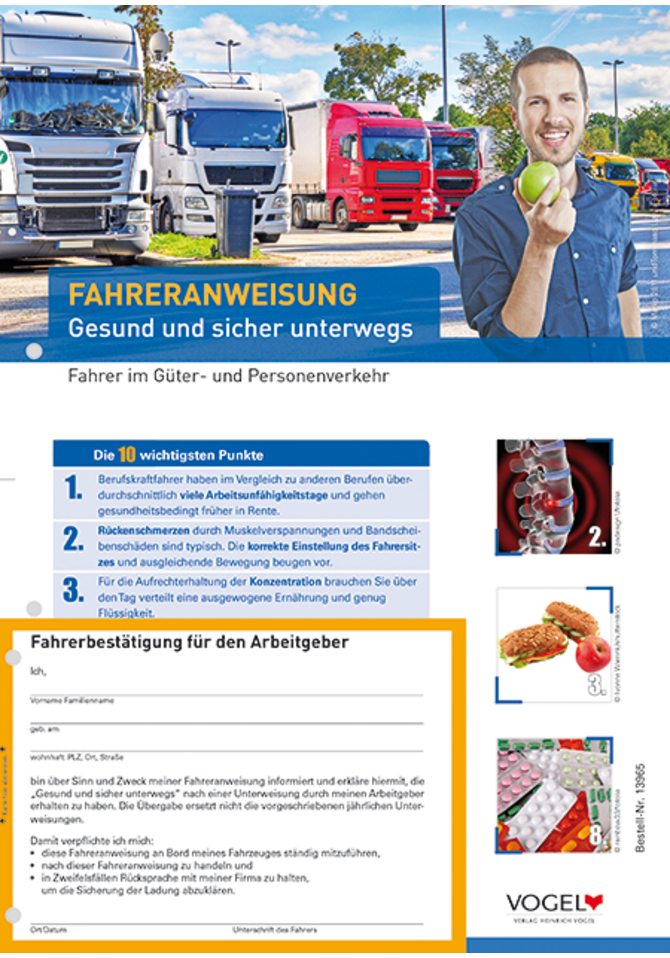 Fahreranweisung Gesund und sicher unterwegs